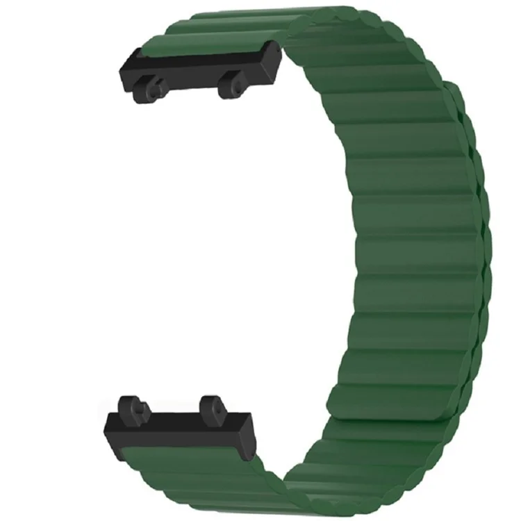 Banda para reloj magnética a prueba de sudor para Huami Amazfit T-Rex 2 Brazalete de silicona ajustable Diseño de dos colores - Verde del ejército