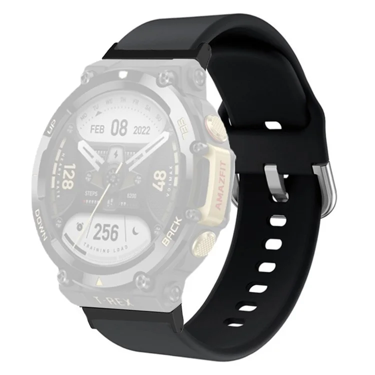 Pour Huami Amazfit T-Rex 2 Bracelet de Montre en Silicone Ajustable avec Boucle à Ardillon Carrée - Noir