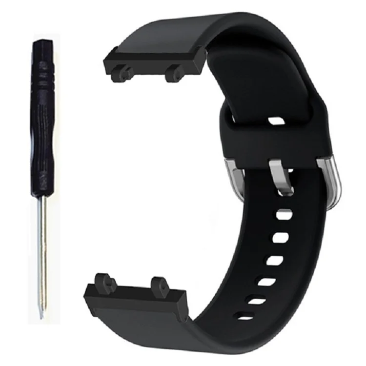 For Huami Amazfit T-Rex 2 Silicone Watch Strap Adjustable Wrist Band with Square Pin Buckle - Black