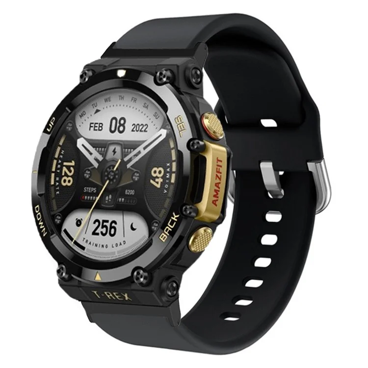 Pour Huami Amazfit T-Rex 2 Bracelet de Montre en Silicone Ajustable avec Boucle à Ardillon Carrée - Noir