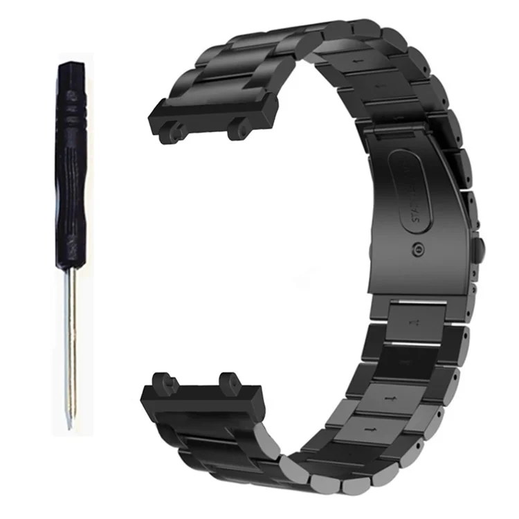 Pour Huami Amazfit T-Rex 2 Acier Inoxydable Bracelet de Montre Boucle Pliante Trois Perles Bracelet - Noir