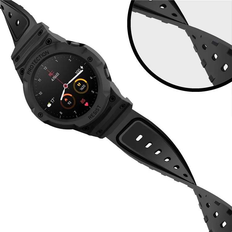 For Xiaomi Mi Watch Color Sports Watch Band+Watch Case 2-in-1 TPU Watch Strap Replacement Watchband with Buckle - Black