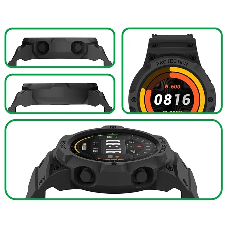 Für Xiaomi Mi Watch Color Sports Watch Band+Watch Case 2-in-1 TPU Watch Strap Replacement Watchband mit Schnalle - Schwarz
