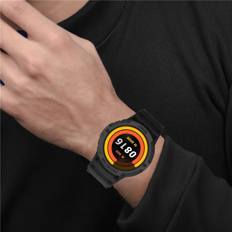 Para Xiaomi Mi Watch Color Sports Watch Band+Watch Case 2-em 1 TPU Watch Strap Substacement Watchband Com Fivela - Preto