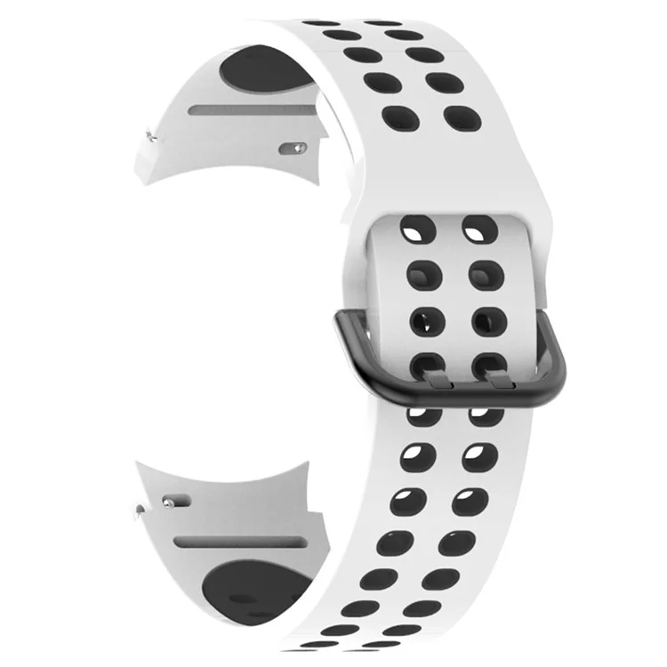 For Samsung Galaxy Watch6 40mm 44mm / Watch6 Classic 43mm 47mm / Watch 5 40mm 44mm / 5 Pro 45mm / Watch4 40mm 44mm Dual-Color Replacement Watch Strap 20mm Silicone Watchband - White / Black