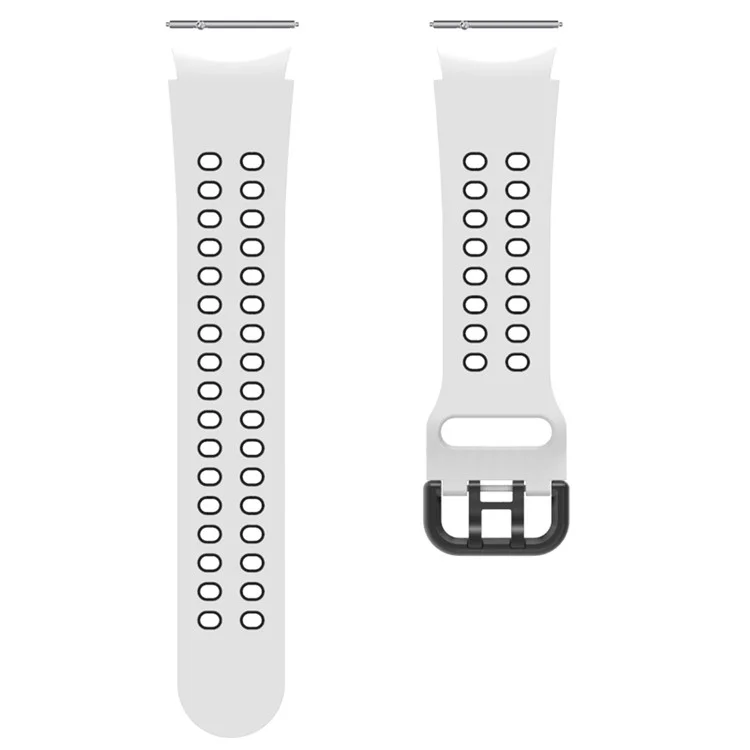 For Samsung Galaxy Watch6 40mm 44mm / Watch6 Classic 43mm 47mm / Watch 5 40mm 44mm / 5 Pro 45mm / Watch4 40mm 44mm Dual-Color Replacement Watch Strap 20mm Silicone Watchband - White / Black