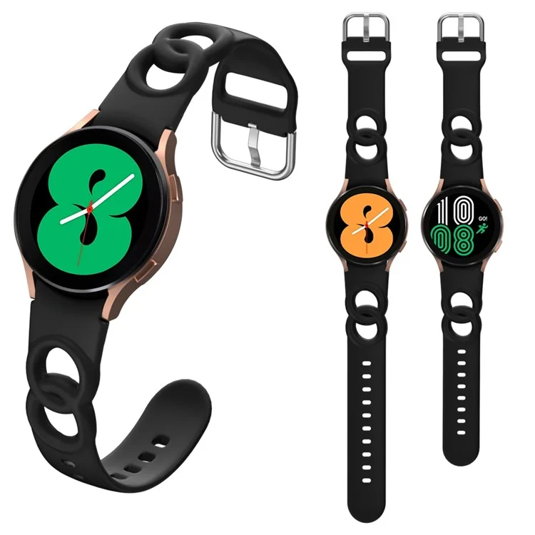 Für Samsung Galaxy Watch4 40 mm / 44 mm / Watch4 Classic 42mm / 46mm Schnellveröffentlichungs -uhren -band -set Silicon Hollow Watch -gurt 20mm Ersatzwachenband - Schwarz