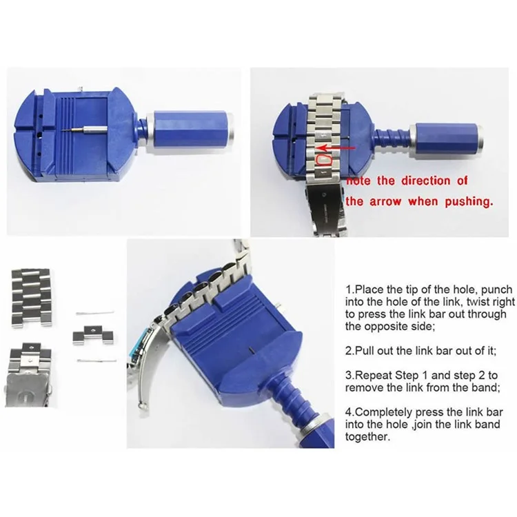 Stainless Steel Watch Band Splitter Manual Metal Watch Chain Pin Disassemble Watch Repair Tool - Blue