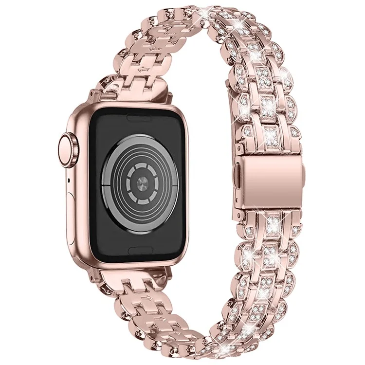 Cinturino per Apple Watch SE 44mm / SE (2022) 44mm / Serie 4 / 5 / 6 44mm, Decorazione con Cristalli Rhinestone Bracciale in Acciaio Inossidabile Elegante - Rosa / Oro