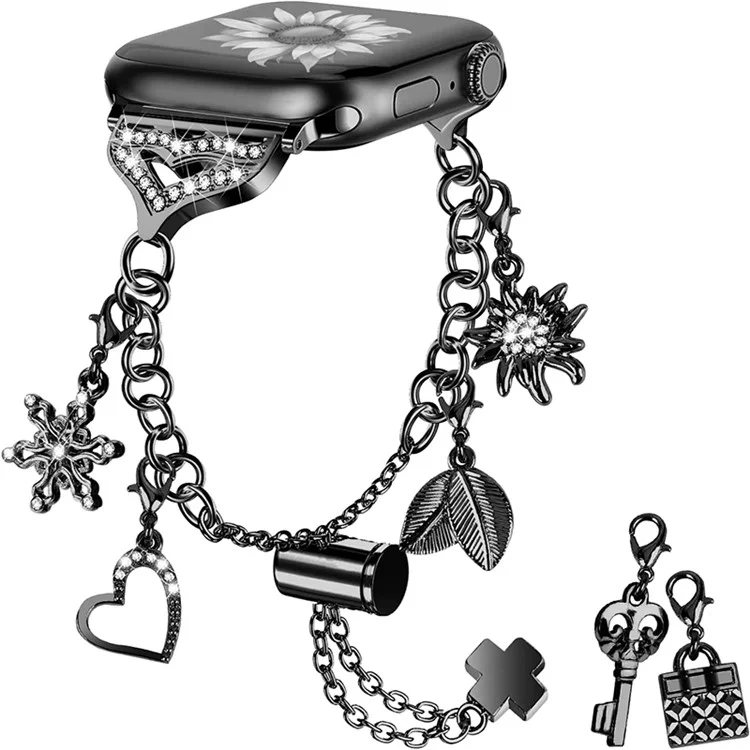 Para Apple Watch Series 10 42mm / 9 8 7 41mm / 6 5 4 SE SE (2022) SE (2023) 40mm / 3 2 1 38mm Stylish Pendant Design Bracelet Watch Band Wrist Strap - Preto