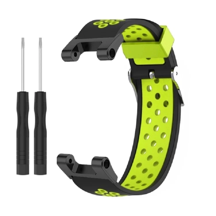 For Huami Amazfit T-Rex  /  T-Rex Pro  /  Ares, Dual-Color 22mm Watch Band Silicone Watch Strap Replacement Watchband with Multi-Hole Design - Black / Green