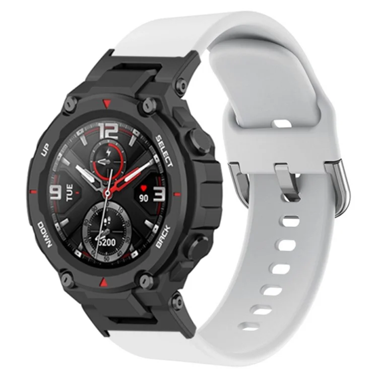 Für Huami Amazfit T-Rex / T-Rex Pro / Ares, Universal 22mm Uhrenband Silicon Watch Armband Ersatzband Mit Quadratischer Schnalle - Weiß