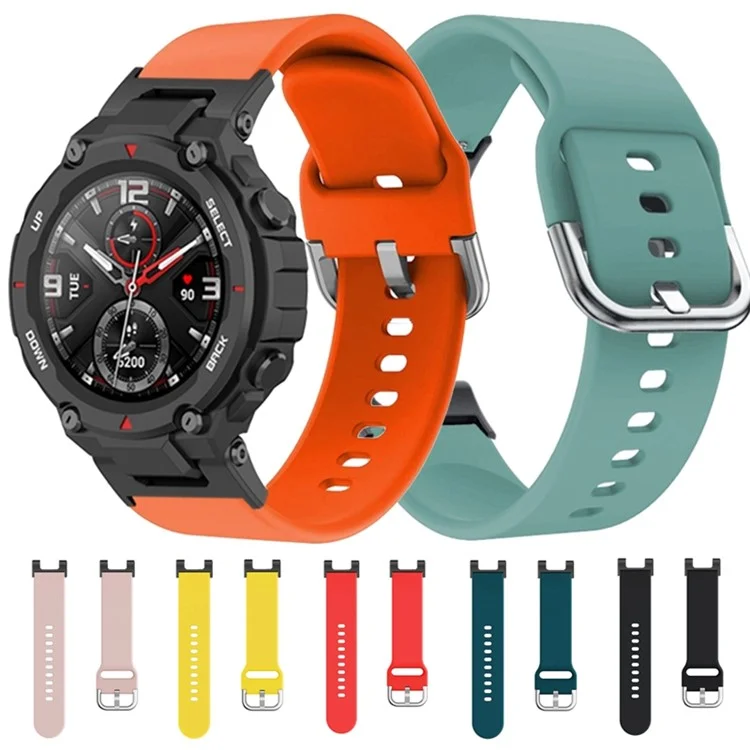 Para Huami Amazfit T-rex / T-Rex Pro / Ares, Banda Universal de 22 mm Watch Silicone Watch Strap Band de Reemplazo de Correa Con Hebilla Cuadrada - Blanco