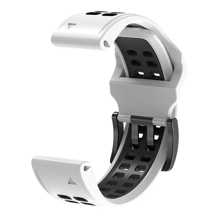 For Garmin Fenix 7 / 6 / 5 Soft Silicone Sport Replacement Band Quick Release Dual Color Watch Strap - White / Black