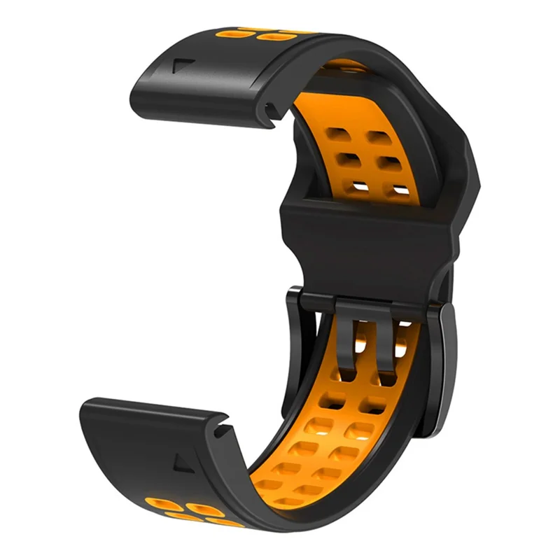 For Garmin Fenix 7 / 6 / 5 Soft Silicone Sport Replacement Band Quick Release Dual Color Watch Strap - Black / Orange
