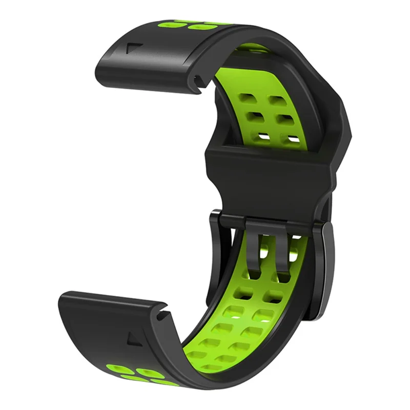 For Garmin Fenix 7 / 6 / 5 Soft Silicone Sport Replacement Band Quick Release Dual Color Watch Strap -  Black / Green