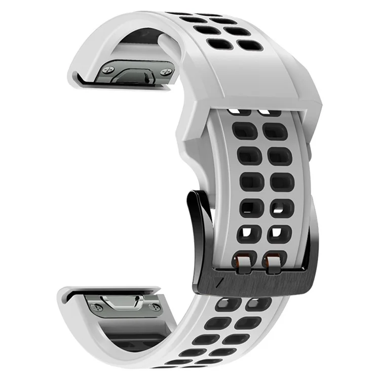 Para Garmin Fenix ​​7x / 6x / Banda de Reloj de Reemplazo de Silicona Suave de Reloj de Doble Color 5x Con Hebilla de Acero Inoxidable - Blanco / Negro