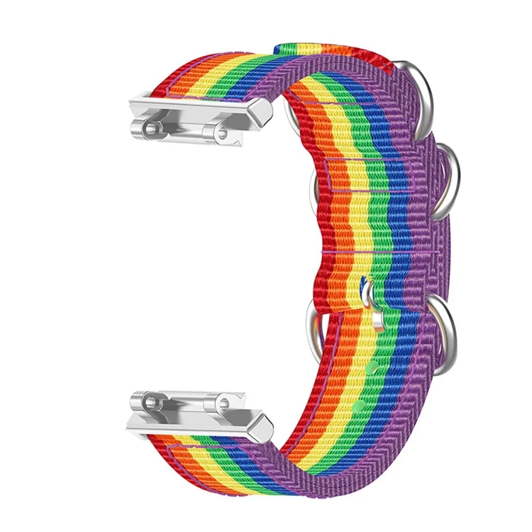 Pour Huami Amazfit T-rex 2 Smart Watch Band Nylon Band 3 Boucles Conception de Bracelet Réglable Réglable - Arc en Ciel