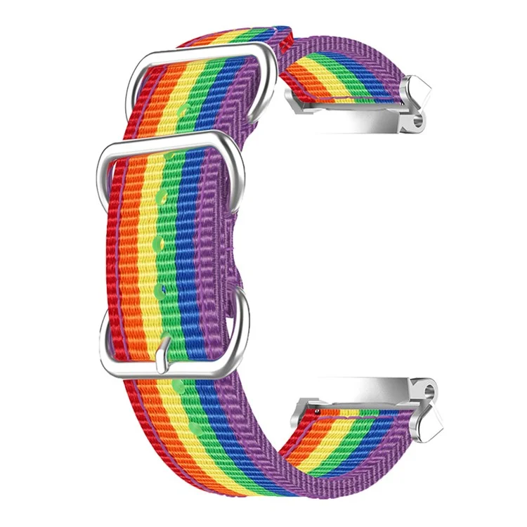 Pour Huami Amazfit T-rex 2 Smart Watch Band Nylon Band 3 Boucles Conception de Bracelet Réglable Réglable - Arc en Ciel