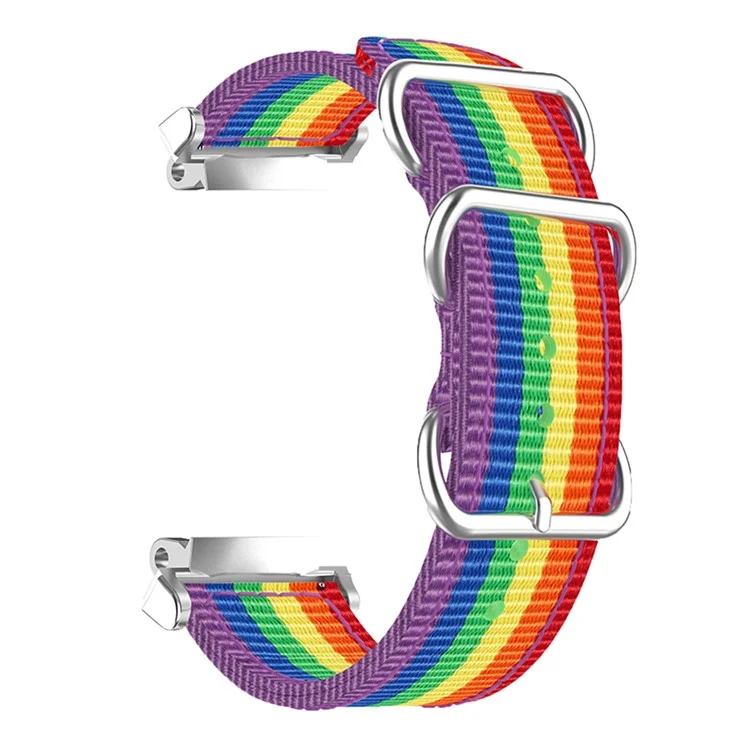 For Huami Amazfit T-Rex 2 Smart Watch Replacement Nylon Band 3 Buckles Design Adjustable Wrist Strap - Rainbow