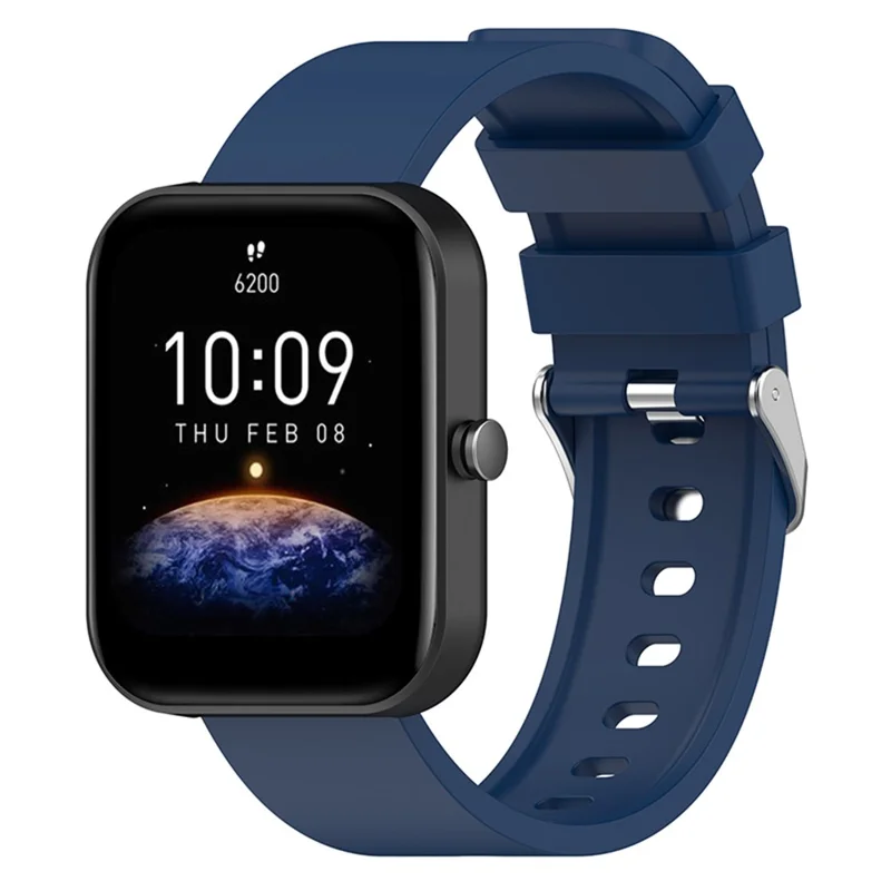 For Huami Amazfit Bip 3 / Bip S Soft Silicone Wrist Band Smart Watch Replacement Strap with Silver Buckle - Sapphire