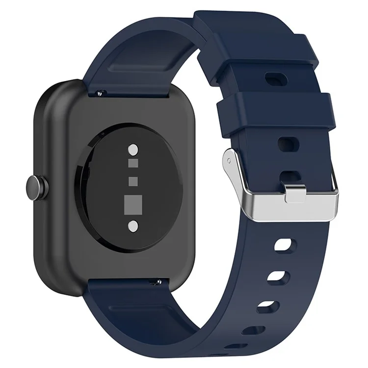 Para Huami Amazfit Bip 3 / Bip S Soft Silicone Wnist Wnist Watch Reloj Correa Con Hebilla Plateada - Azul de Medianoche