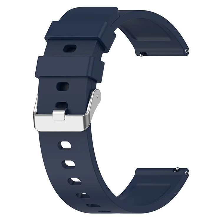 Para Huami Amazfit Bip 3 / Bip S Soft Silicone Wnist Wnist Watch Reloj Correa Con Hebilla Plateada - Azul de Medianoche