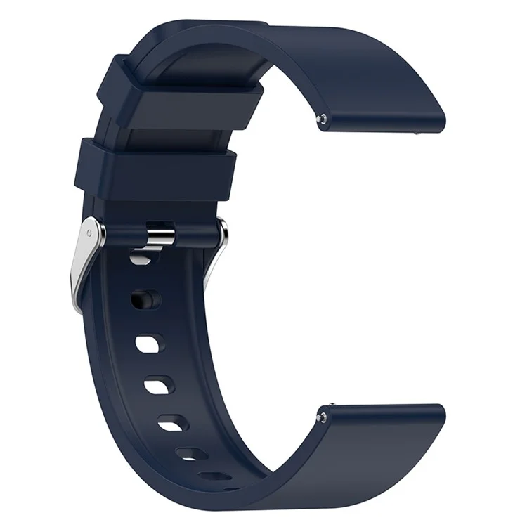 Para Huami Amazfit Bip 3 / Bip S Soft Silicone Wnist Wnist Watch Reloj Correa Con Hebilla Plateada - Azul de Medianoche