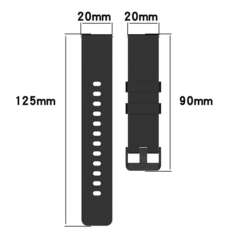 For Huami Amazfit Bip 3 / Bip S Smart Watch Replacement Strap Adjustable Silicone Wrist Band with Black Steel Buckle - Black