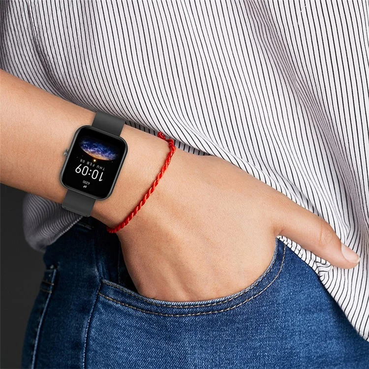 For Huami Amazfit Bip 3 / Bip S Smart Watch Replacement Strap Adjustable Silicone Wrist Band with Black Steel Buckle - Black