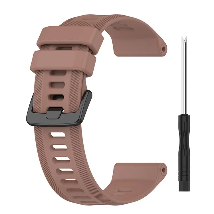 For Garmin Forerunner 955 Twill Design Soft TPU Adjustable Smart Watch Replacement Strap - Coffee