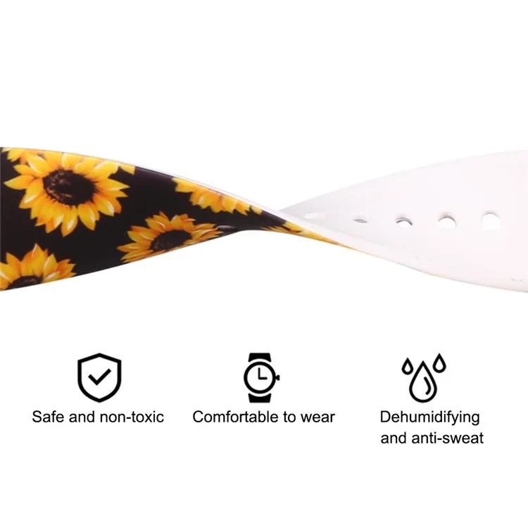 Per Apple Watch Series 10 46mm / Ultra 2 Ultra 49mm / Series 9 8 7 45mm / SE (2023) SE (2022) SE 6 5 4 44mm / 3 2 1 42mm Silicone Pattern Printed Watch Strap Wristband with Buckle - Colore Nuvola