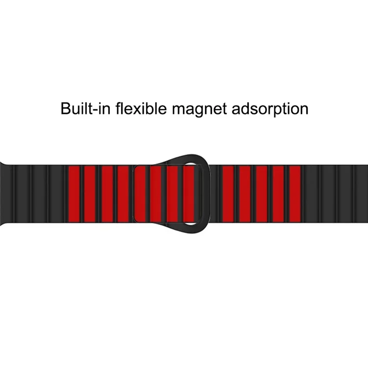 For Apple Watch Series 10 46mm / Ultra 2 Ultra 49mm / Series 9 8 7 45mm / SE (2023) SE (2022) SE 6 5 4 44mm / 3 2 1 42mm Magnetic Adsorption Silicone Strap Wrist Band with Tail Buckle - Black