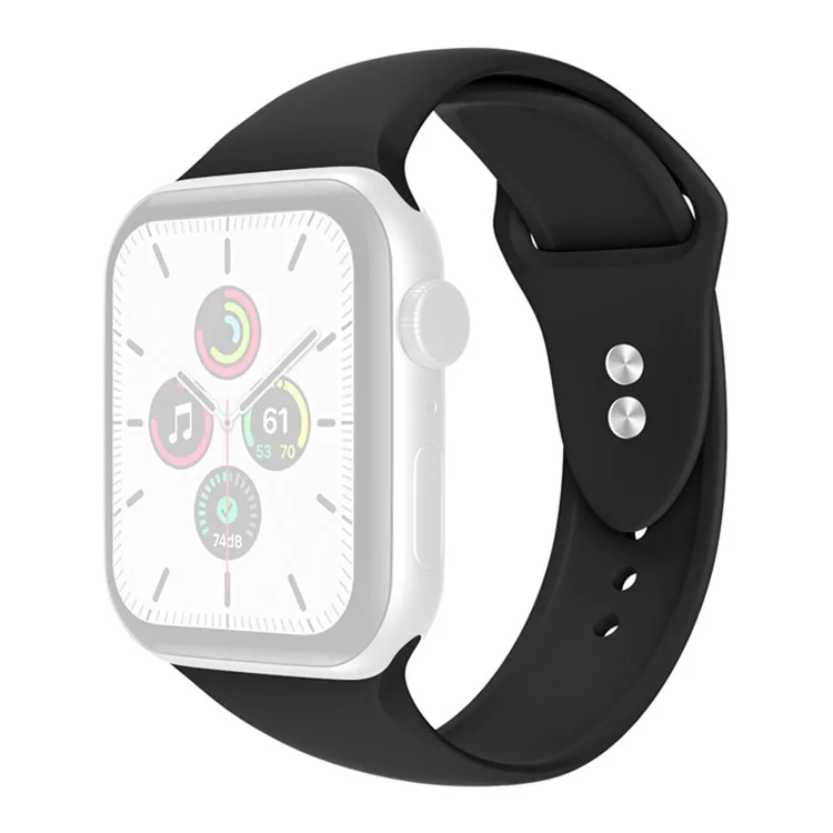 für die apple watch series 7 41mm / serie 6 / 5 / 4 / se 40 mm / serie 1 / 2 / 3 38mm smart watch silicon -gurt -uhrenband -austausch mit doppelknöpfen schnalle, größe l - schwarz