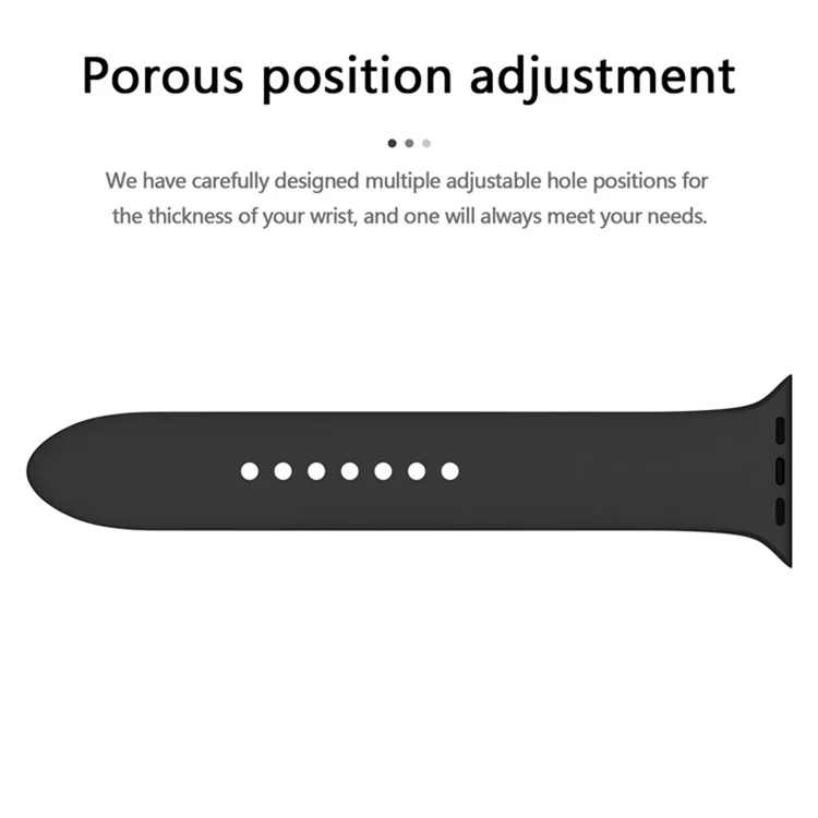 für die apple watch series 7 41mm / serie 6 / 5 / 4 / se 40 mm / serie 1 / 2 / 3 38mm smart watch silicon -gurt -uhrenband -austausch mit doppelknöpfen schnalle, größe l - schwarz