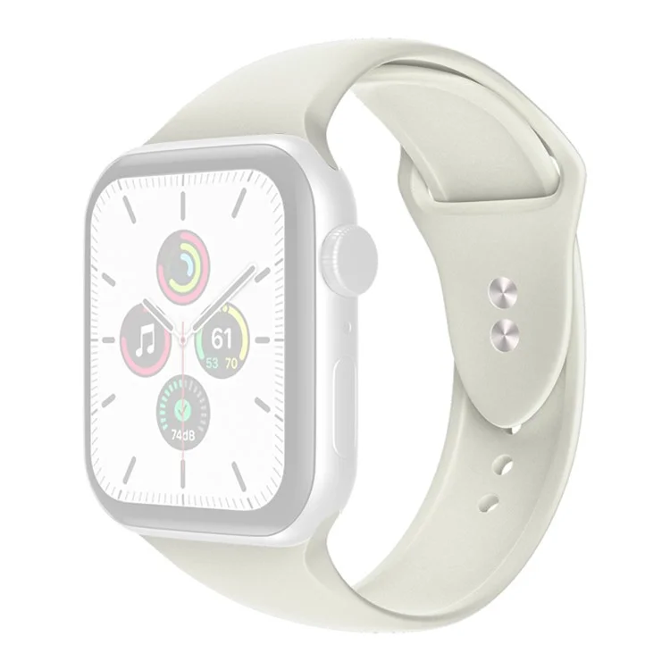 For Apple Watch Series 10 42mm / 9 8 7 41mm / 6 5 4 SE SE (2022) SE (2023) 40mm / 3 2 1 38mm Smart Watch Silicone Strap Watchband Replacement with Double Buttons Buckle, Size L - Antique White