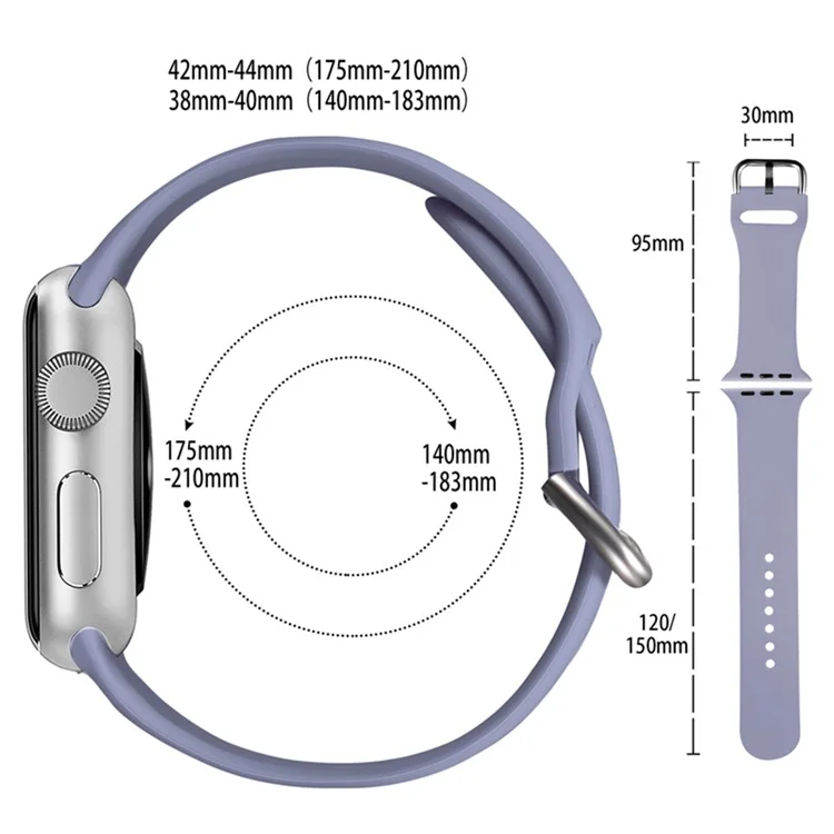 Para Apple Watch Series 10 42 mm / 9 8 7 41 mm / 6 5 4 SE SE (2022) SE (2023) 40 mm / 3 2 1 38 mm Silicone Watch Band Pin Buckle Wrist Strap Replacement - Cinza Escuro