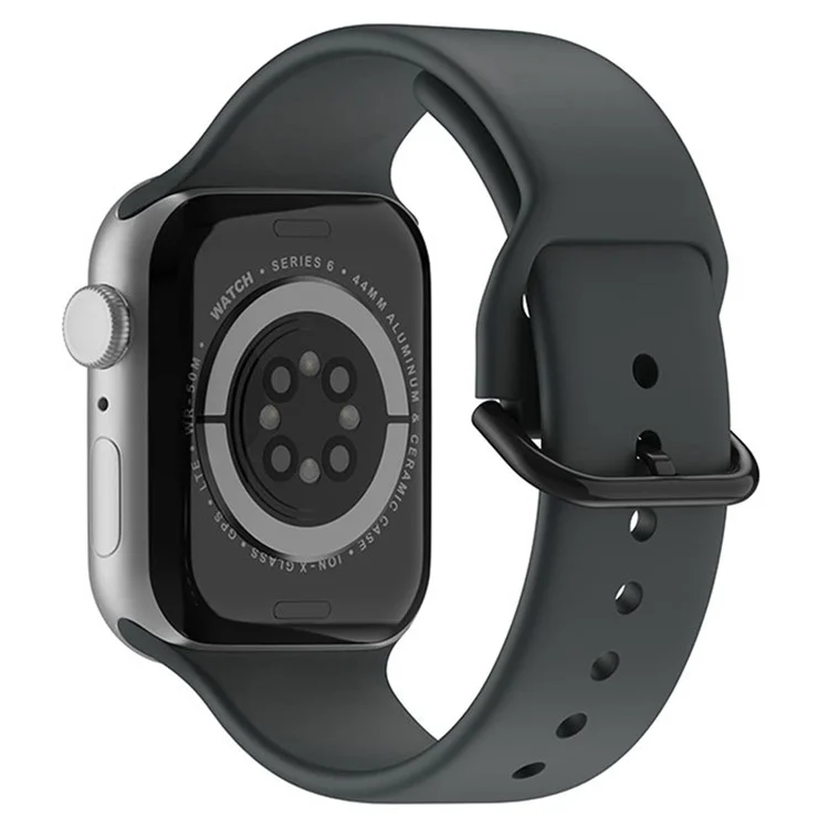 Pour la Série Apple Watch 1 / 2 / 3 42 mm / Série 4 / 5 / 6 / SE 44 mm / Série 7 45 mm Silicone Watch Band Pin Boucle de Boucle - Gris Foncé