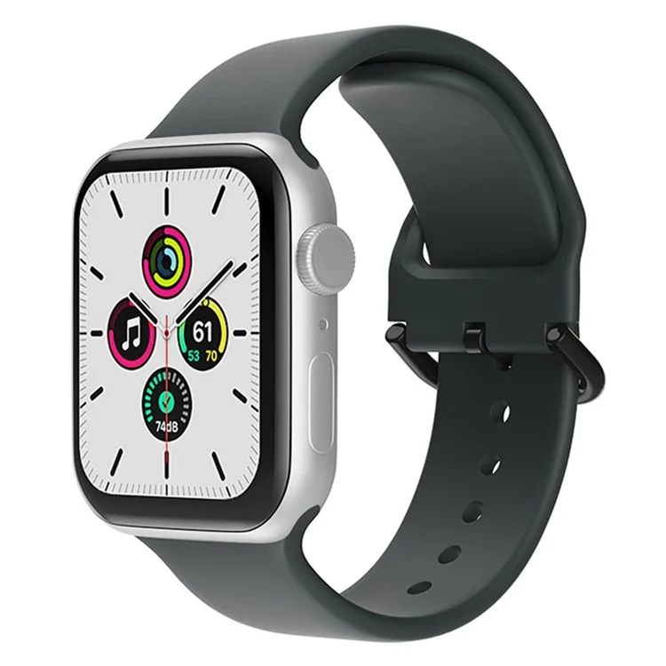 Pour la Série Apple Watch 1 / 2 / 3 42 mm / Série 4 / 5 / 6 / SE 44 mm / Série 7 45 mm Silicone Watch Band Pin Boucle de Boucle - Gris Foncé