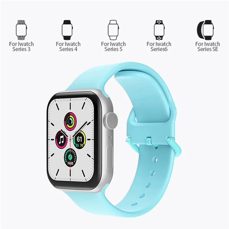 Pour la Série Apple Watch 1 / 2 / 3 42 mm / Série 4 / 5 / 6 / SE 44 mm / Série 7 45 mm Silicone Watch Band Pin Boucle de Boucle - Gris Foncé