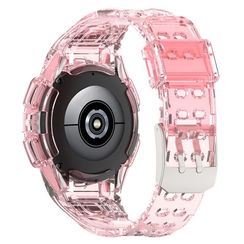 For Samsung Galaxy Watch4 40mm One-piece Soft TPU Smart Watch Replacement Wrist Strap with Watch Case - Transparent Pink