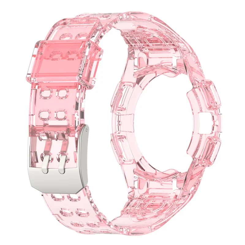 For Samsung Galaxy Watch4 40mm One-piece Soft TPU Smart Watch Replacement Wrist Strap with Watch Case - Transparent Pink