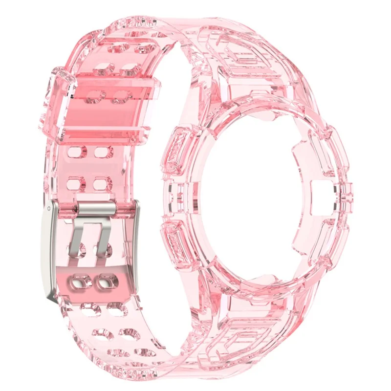 For Samsung Galaxy Watch4 40mm One-piece Soft TPU Smart Watch Replacement Wrist Strap with Watch Case - Transparent Pink