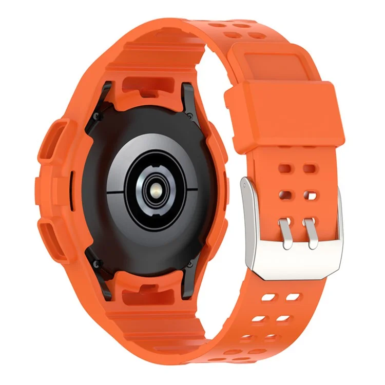 Für Samsung Galaxy Watch4 Classic 46mm Smartwatch Armband Weiches TPU-Armband integriert mit Gehäuse - Orange