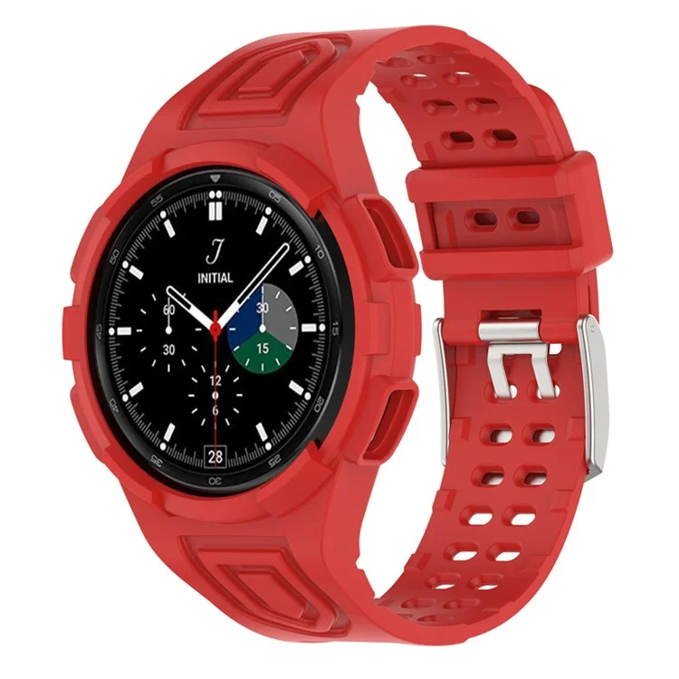 For Samsung Galaxy Watch4 Classic 46mm Smart Watch Strap Soft TPU Wrist Band Integrated with Watch Case - Red