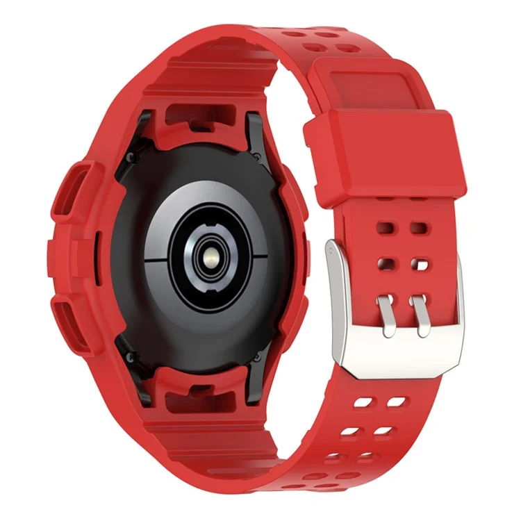 For Samsung Galaxy Watch4 Classic 46mm Smart Watch Strap Soft TPU Wrist Band Integrated with Watch Case - Red