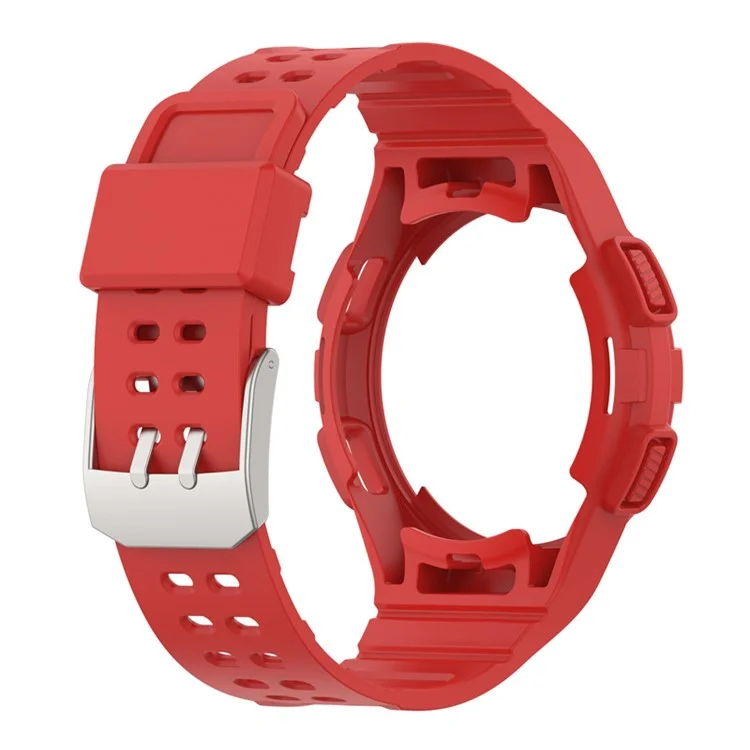 For Samsung Galaxy Watch4 Classic 46mm Smart Watch Strap Soft TPU Wrist Band Integrated with Watch Case - Red