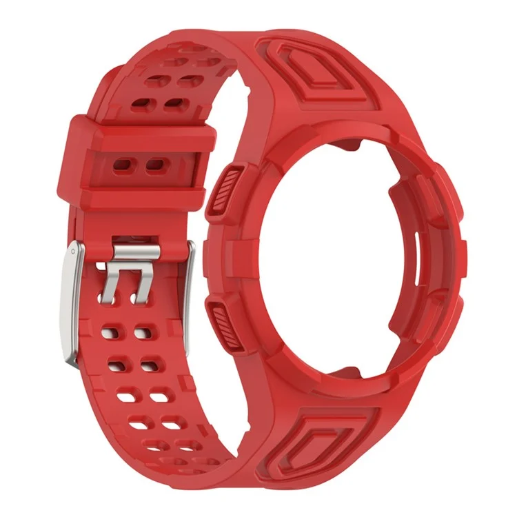 For Samsung Galaxy Watch4 Classic 46mm Smart Watch Strap Soft TPU Wrist Band Integrated with Watch Case - Red
