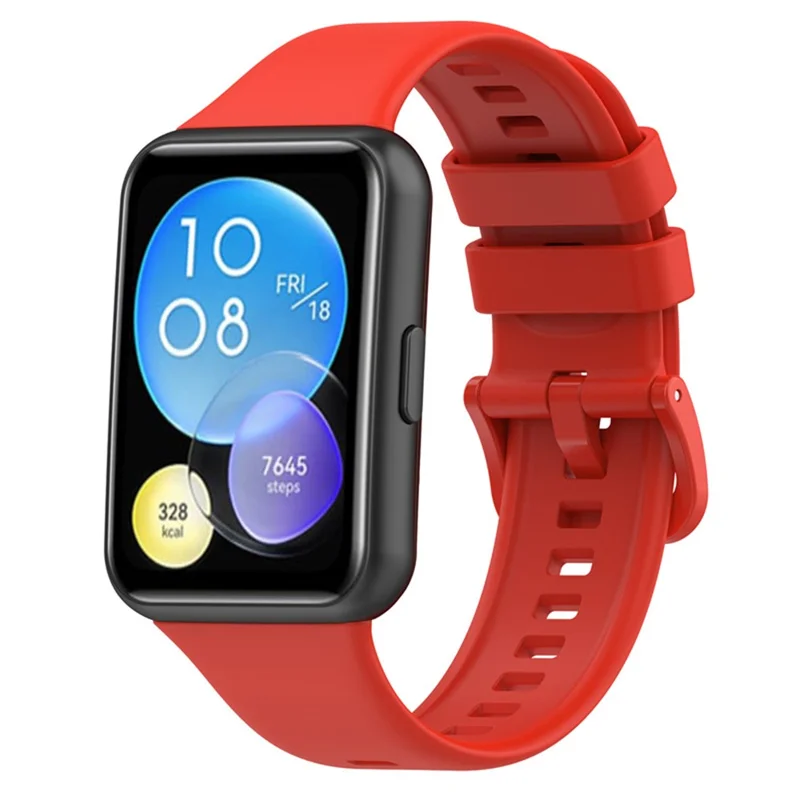 For Huawei Watch Fit 2 Strap Waterproof Silicone Watch Band - Red