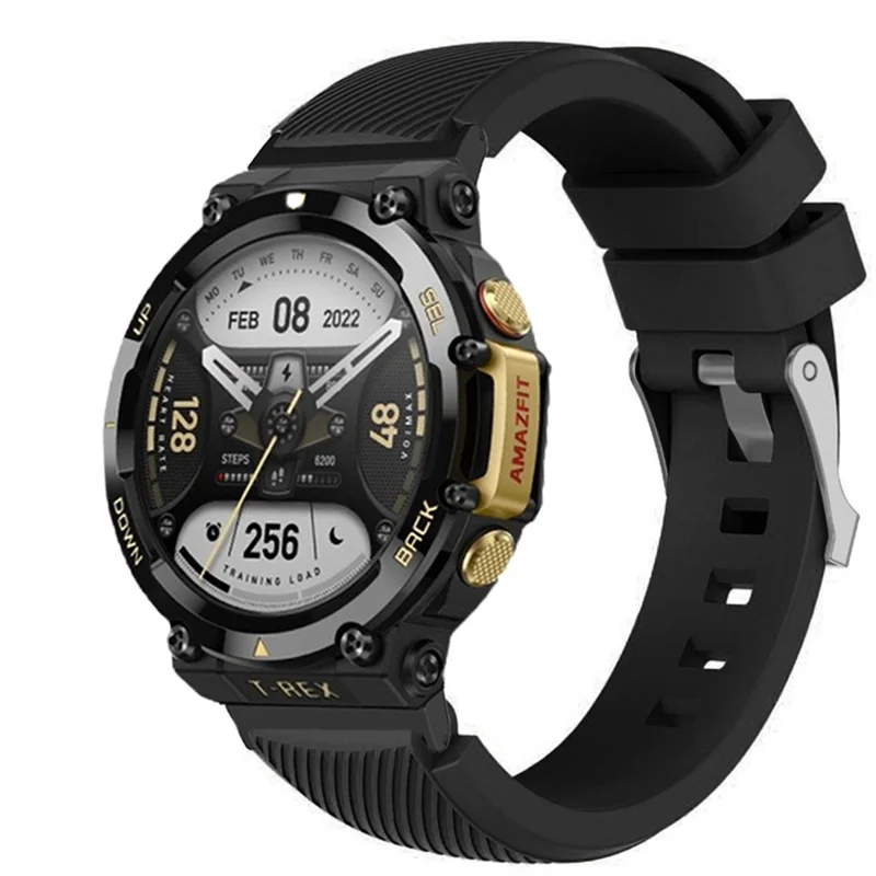 Für Huami Amazfit T-Rex 2 Köper Design Einstellbares Silikonarmband Smartwatch Ersatzband - Schwarz